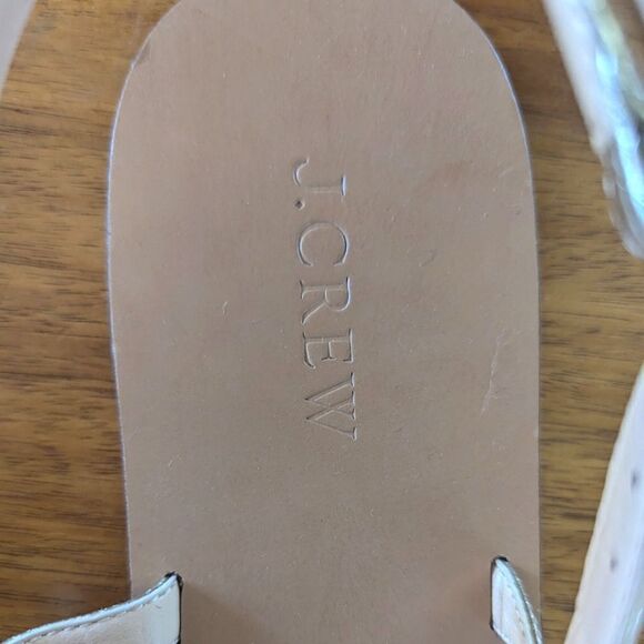 J. Crew Gold Leather Fringe Sandal 9 Festival Resort Boho Preppy Euro Summer - Picture 5 of 11